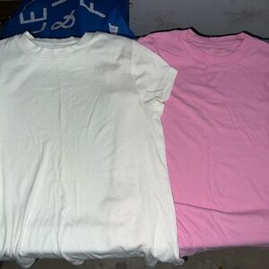 Classic Crew Neck Tees in Pink and White